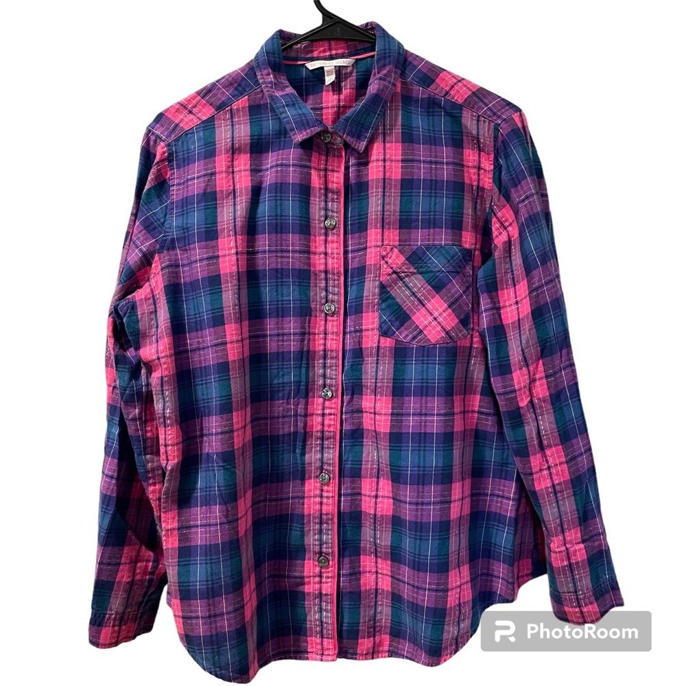 Victoria’s  Secret Women’s Pajama Set Cotton Plaid Colorful Gently Worn Large